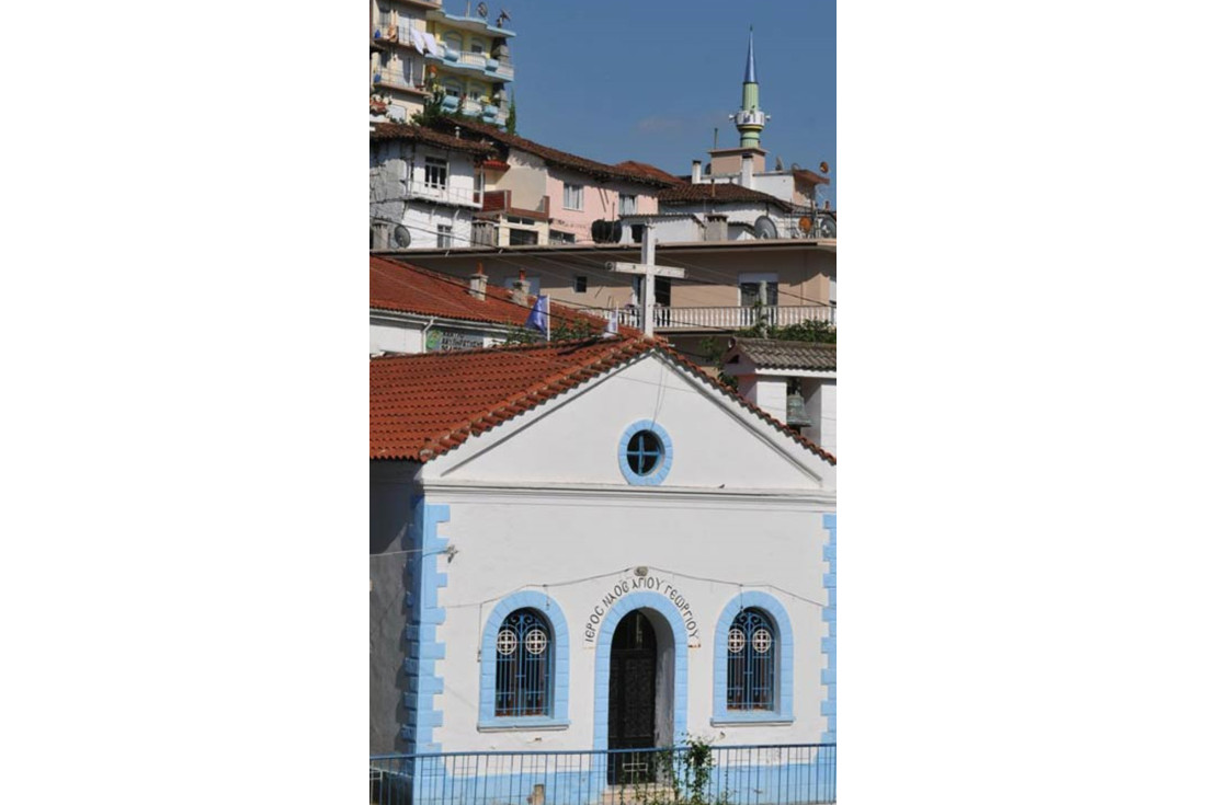 A church and a mosque in Krios